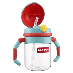 Babyhug Twin Handle Tritan Straw SipperRed - 380 ml
