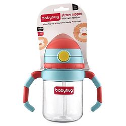 Babyhug Twin Handle Tritan Straw SipperRed - 380 ml