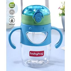 Babyhug Straw Sipper with Twin Handles Blue - 450 ml