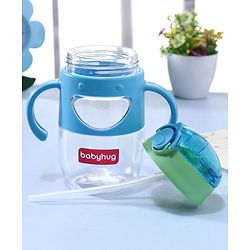 Babyhug Straw Sipper with Twin Handles Blue - 450 ml