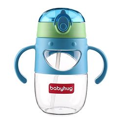 Babyhug Straw Sipper with Twin Handles Blue - 450 ml