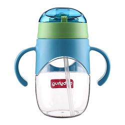 Babyhug Straw Sipper with Twin Handles Blue - 450 ml