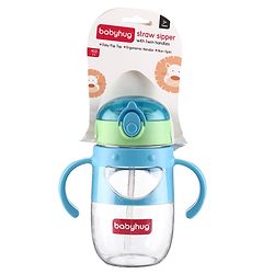 Babyhug Straw Sipper with Twin Handles Blue - 450 ml