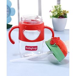 Babyhug Straw Sipper with Twin Handles Blue - 450 ml