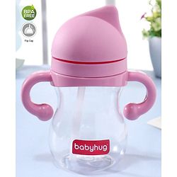 Babyhug Straw Sipper with Twin Handle Pink - 350 ml