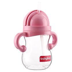 Babyhug Straw Sipper with Twin Handle Pink - 350 ml