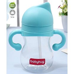 Babyhug Straw Sipper with Twin Handle Blue - 350 ml