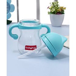 Babyhug Straw Sipper with Twin Handle Blue - 350 ml