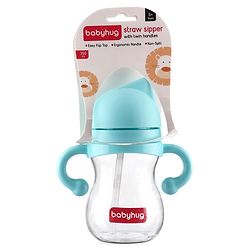 Babyhug Straw Sipper with Twin Handle Blue - 350 ml