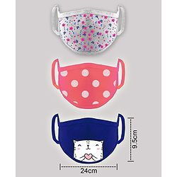 'Babyhug 4 to 8 Years Printed Two Layer Mask with Filter - Pack of 3