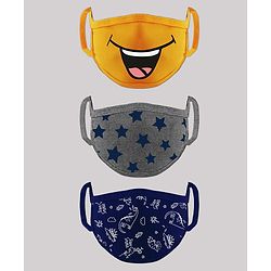 Babyhug Washable & Reusable Knit Printed Face Mask - Pack of 3