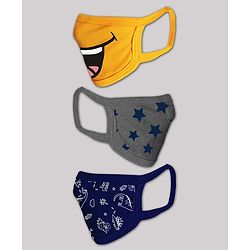 Babyhug Washable & Reusable Knit Printed Face Mask - Pack of 3