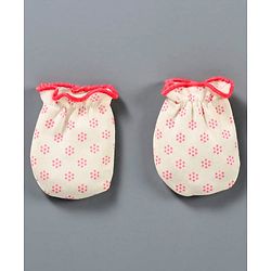 Babyhug 100% Cotton Mittens Chick Print Pack of 3 - Pink