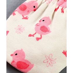 Babyhug 100% Cotton Mittens Chick Print Pack of 3 - Pink