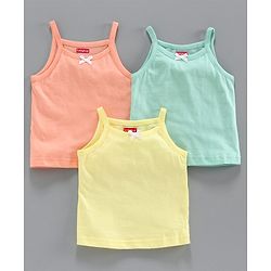 Babyhug 100% Cotton Singlet Slips Pack of 3 - Orange Green Yellow