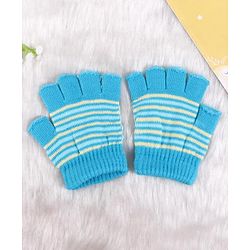 Babyhug Striped Woollen Gloves - Blue