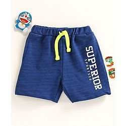 Babyhug Elasticated Waist Shorts Text Print - Blue