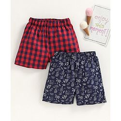 Babyhug 100% Cotton Boxers Multiprint Pack of 2 - Red Blue
