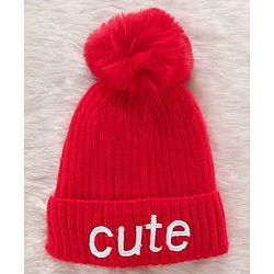 Babyhug Woollen Cap & Gloves With Muffler Red - Diameter 10.5 cm