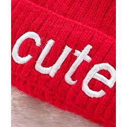 Babyhug Woollen Cap & Gloves With Muffler Red - Diameter 10.5 cm