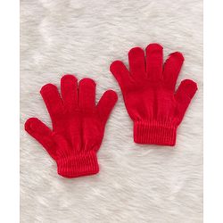 Babyhug Woollen Cap & Gloves With Muffler Red - Diameter 10.5 cm
