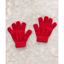 Babyhug Woollen Cap & Gloves With Muffler Red - Diameter 10.5 cm