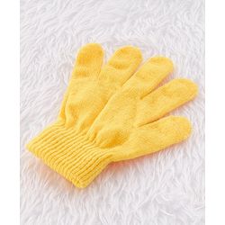 Babyhug Woollen Check Cap & Gloves With Muffler Yellow - Diameter 12 cm