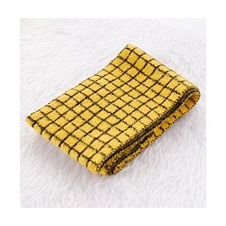 Babyhug Woollen Check Cap & Gloves With Muffler Yellow - Diameter 12 cm