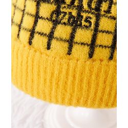 Babyhug Woollen Check Cap & Gloves With Muffler Yellow - Diameter 12 cm