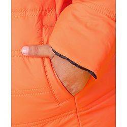 Babyhug Full Sleeves Hooded Padded Winter Jacket - Orange Grey