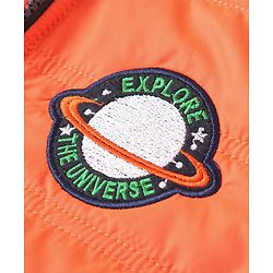 Babyhug Full Sleeves Hooded Padded Winter Jacket - Orange Grey