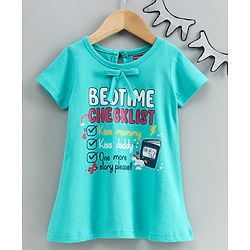 Babyhug Half Sleeves Nighty Text Print - Blue