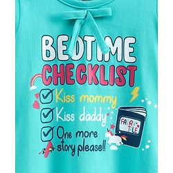 Babyhug Half Sleeves Nighty Text Print - Blue