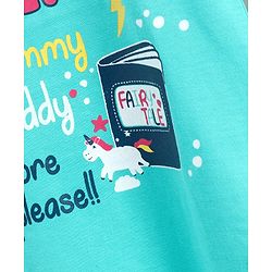 Babyhug Half Sleeves Nighty Text Print - Blue