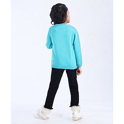 Babyhug Full Sleeves Sweater Panda Embroidery - Blue