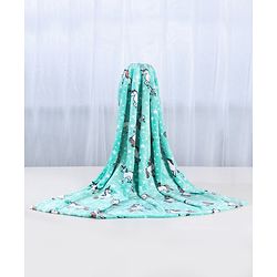 Babyhug Coral Blanket Unicorn Print - Sea Green