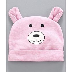 Babyhug 100% Cotton Cap Mittens & Booties Set Pink - Diameter 11 cm