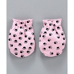 Babyhug 100% Cotton Cap Mittens & Booties Set Pink - Diameter 11 cm