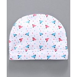 Babyhug 100% Cotton Cap Mittens & Booties Set Blue White -  Diameter 10 cm