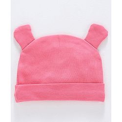 Babyhug 100% Cotton Cap Mittens and Booties Set Teddy Print Pink - Diameter 11.5 cm