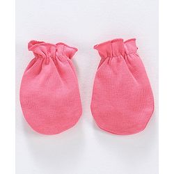 Babyhug 100% Cotton Cap Mittens and Booties Set Teddy Print Pink - Diameter 11.5 cm