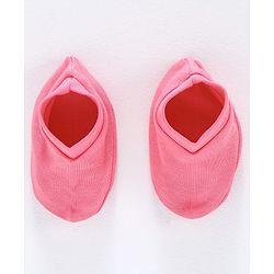 Babyhug 100% Cotton Cap Mittens and Booties Set Teddy Print Pink - Diameter 11.5 cm