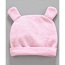 Babyhug 100% Cotton Cap with Mittens & Booties Animal Print Pink  - Diameter 9.5 cm