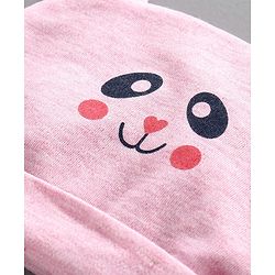 Babyhug 100% Cotton Cap with Mittens & Booties Animal Print Pink  - Diameter 9.5 cm