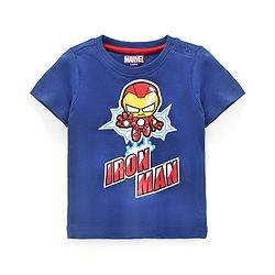 Babyhug Half Sleeves Tee Iron Man Print - Blue