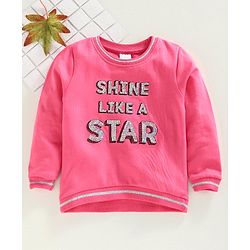 Babyhug Full Sleeves Sweatshirt with Sequins Design - Pink
