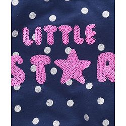 Babyhug Full Sleeves Sequin Design Sweatshirt Polka Dots Print - Navy