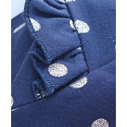 Babyhug Full Sleeves Sequin Design Sweatshirt Polka Dots Print - Navy