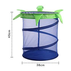 Babyhug Collapsible Laundry Bag With Lid Turtle Shaped - Blue