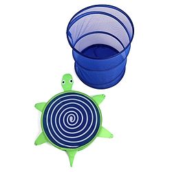 Babyhug Collapsible Laundry Bag With Lid Turtle Shaped - Blue